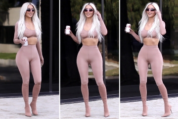 Kim shows off her curves in a nude see-through bra and leggings in new pic